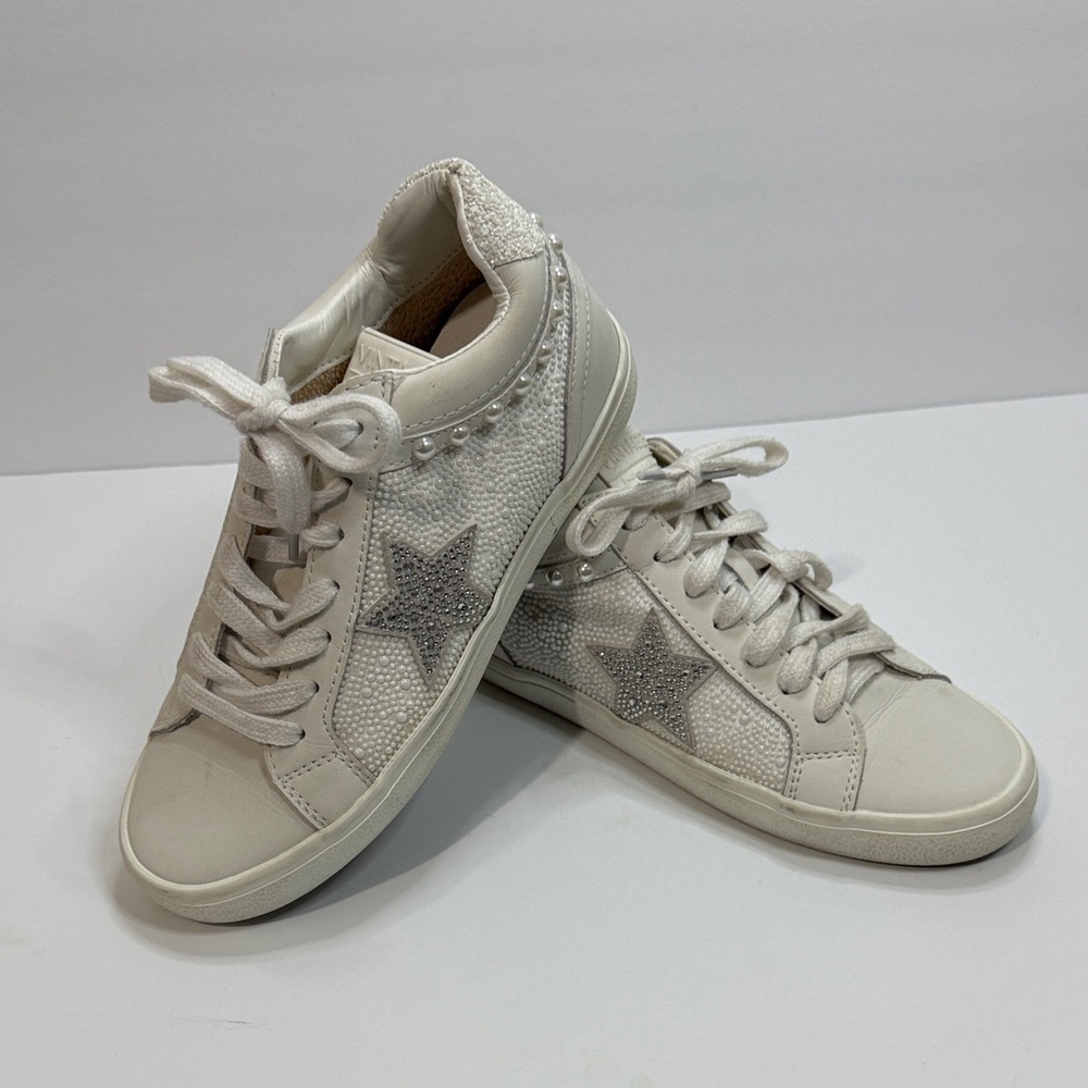 Vintage Cream and Silver Star Sneakers